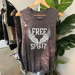 🪽✨ The Light Blonde “Free Spirit” Graphic Muscle Tank Sz L | Boho Rock Tee